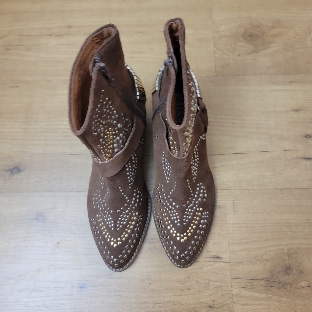 Jeffrey Campbell Suede Presley Studded Cowboy Boots - Picture 8 of 12